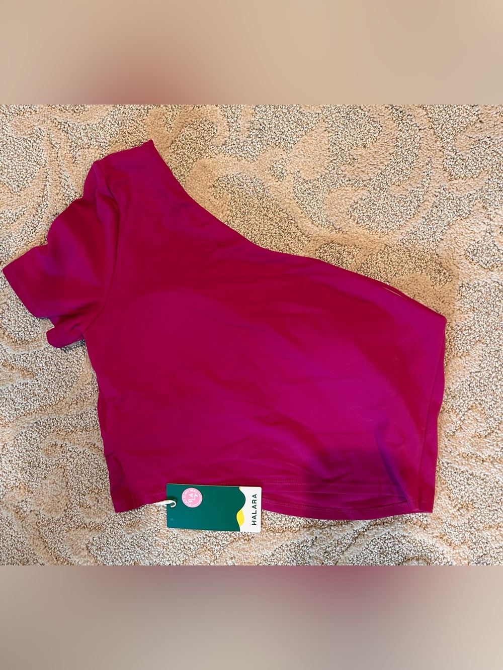 Halara One-Shoulder Crop Top in Magenta